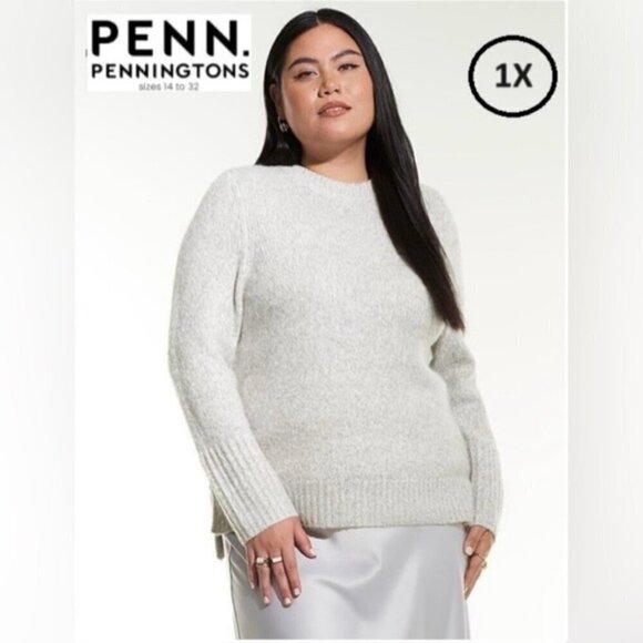Penningtons - Women's Addition Elle Grey Knit Sweater. Size: 1X.  NWT (1563) - Picture 1 of 9